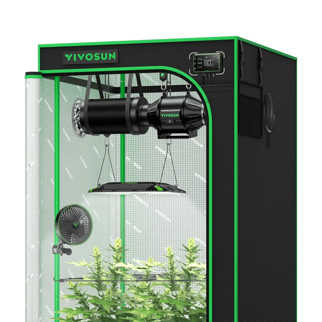 Smartes Komplettset Pro (80×80×160 cm) 150 Watt AeroLight LED und AeroZesh T4 Lüfter