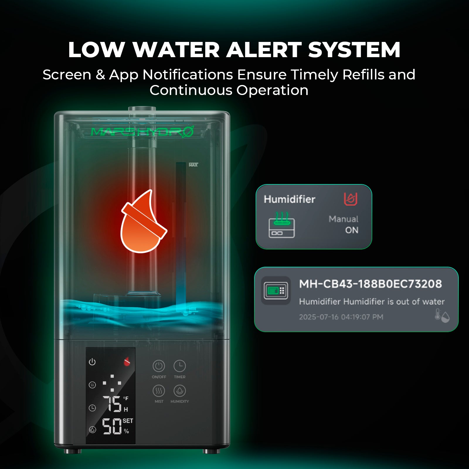 Smarter Luftbefeuchter mit 4 Nebelstufen und 6 Liter Tank