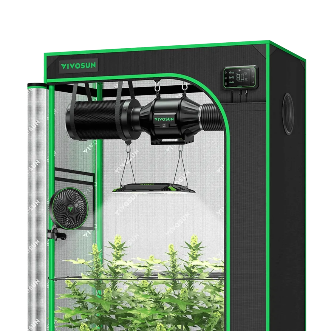 Smartes Komplettset (90×50×160 cm) 100 Watt AeroLight LED und AeroZesh T4 Lüfter