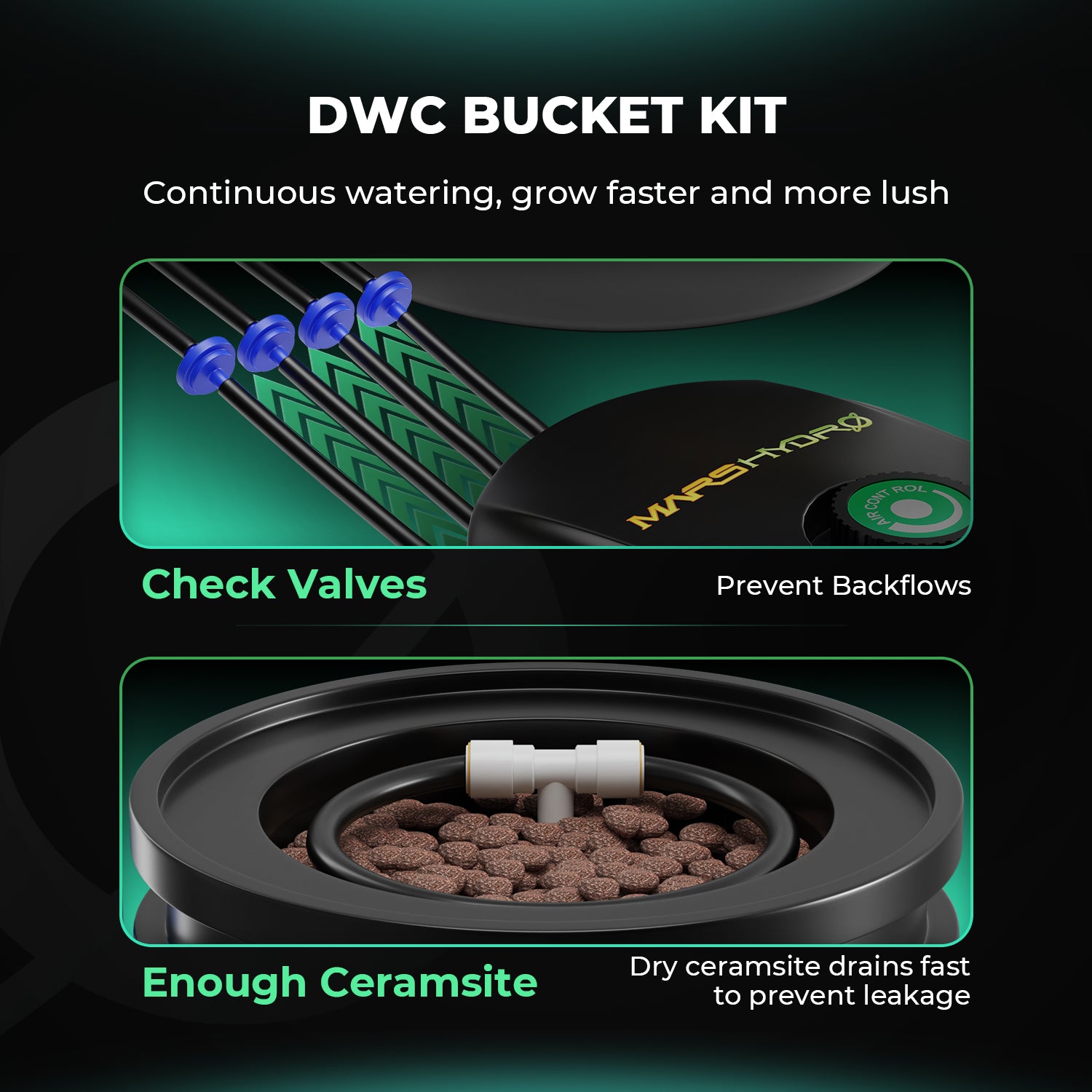 Tiefwasserkultur (DWC) Hydroponik-System mit 2 Töpfen