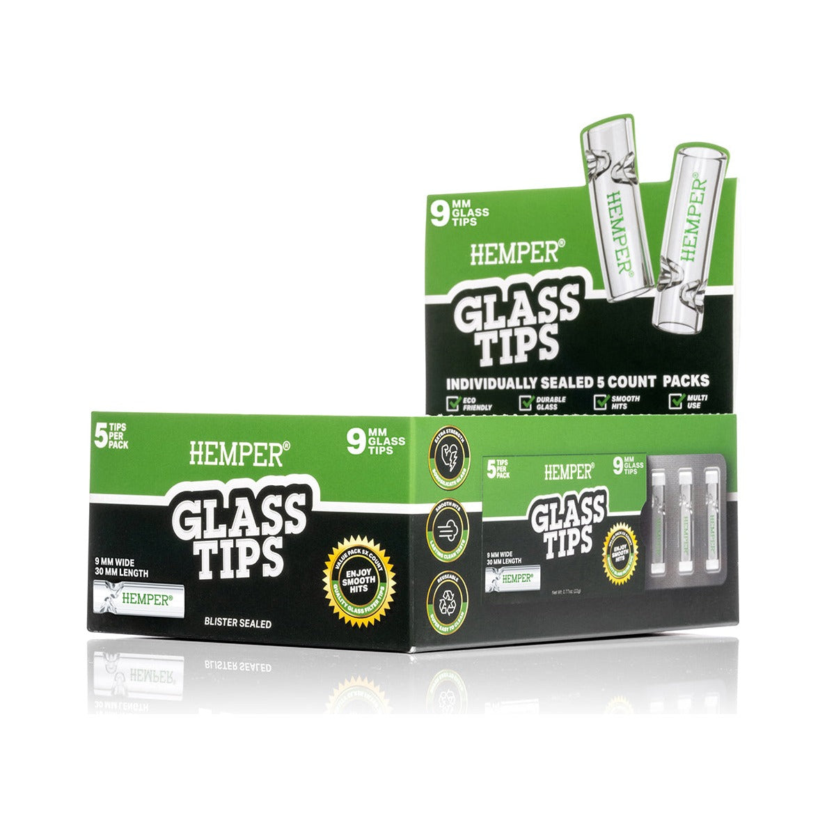 Hemper Glasfilter Tips – 5 Stück | 6–10 mm – Hemper Glass Filter Tips 5pcs 9mm Produktansicht 5
