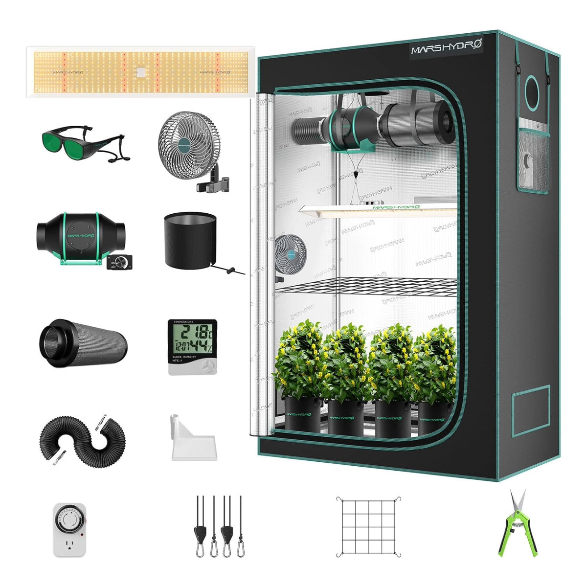 Go Gro Module 1.5l Mars Hydro TSL 2000 LED Grow Komplettset – 300W für 3-4 Pflanzen| GoGrow