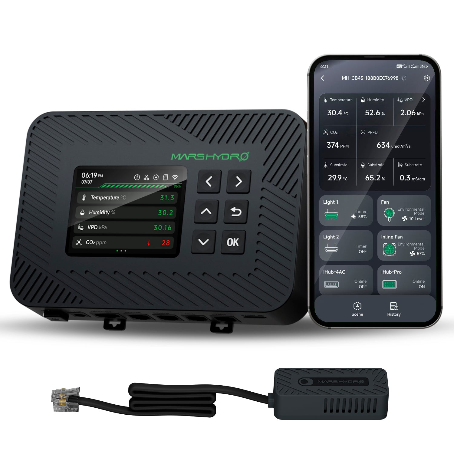 iControl Smart Controller mit Temperatur-, Feuchtigkeits- und Lichtsensor