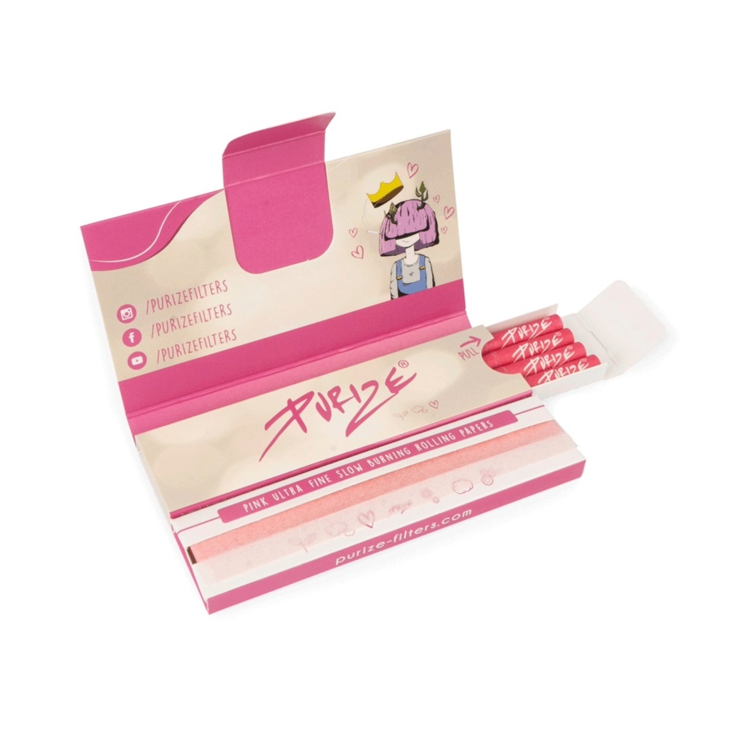 King Size Slim Pink Longpapes mit Aktivkohlefilter Ø 5,9 mm