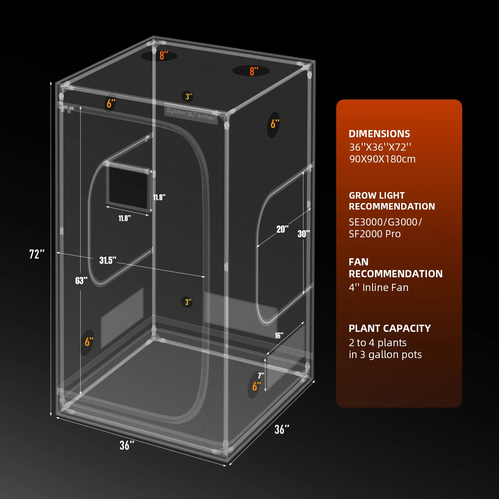 Komplettset (90x90x180 cm) 300 Watt EVO LED