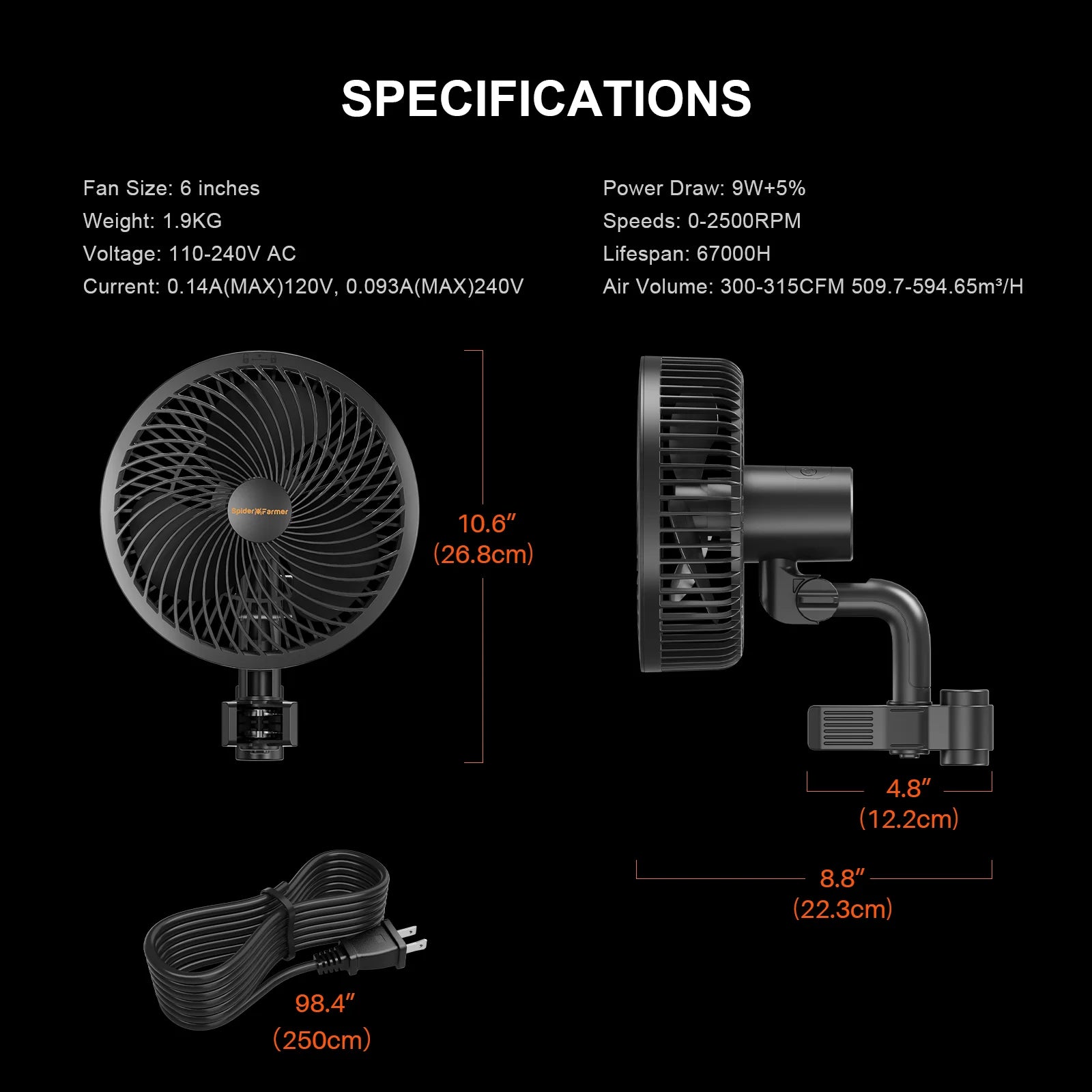 Schwenkventilator mit Stangenclip Ø 15 cm 9 Watt