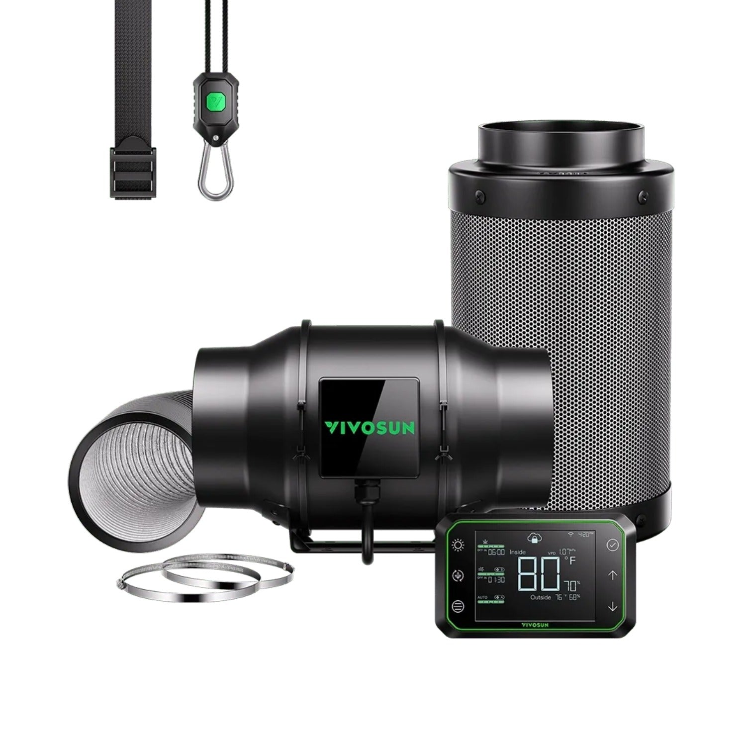 Smartes Abluftset Pro mit GrowHub E42A Controller bis 1659 m³/h