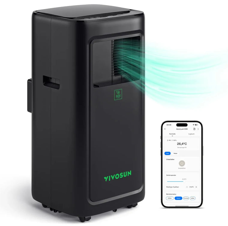 AeroLush C08 smartes Klimagerät mit 785 Watt, 8.000 BTU und 4-in-1 Klimaprogramme