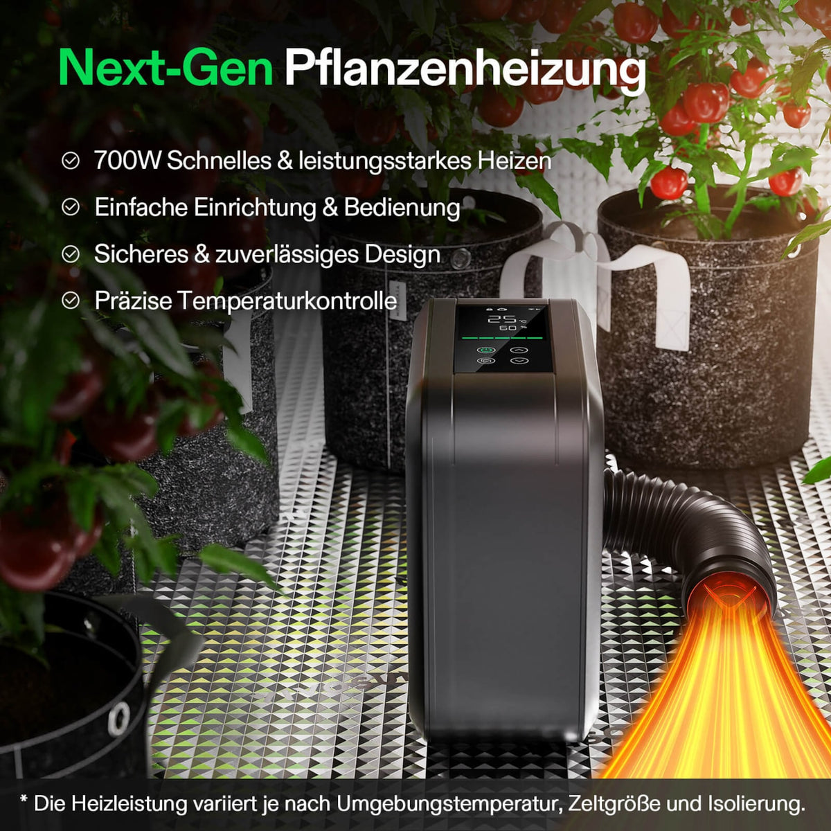 VIVOSUN AeroFlux W70 smarte Growbox-Heizung 700 Watt mit VPD-Steuerung – Galerie 2