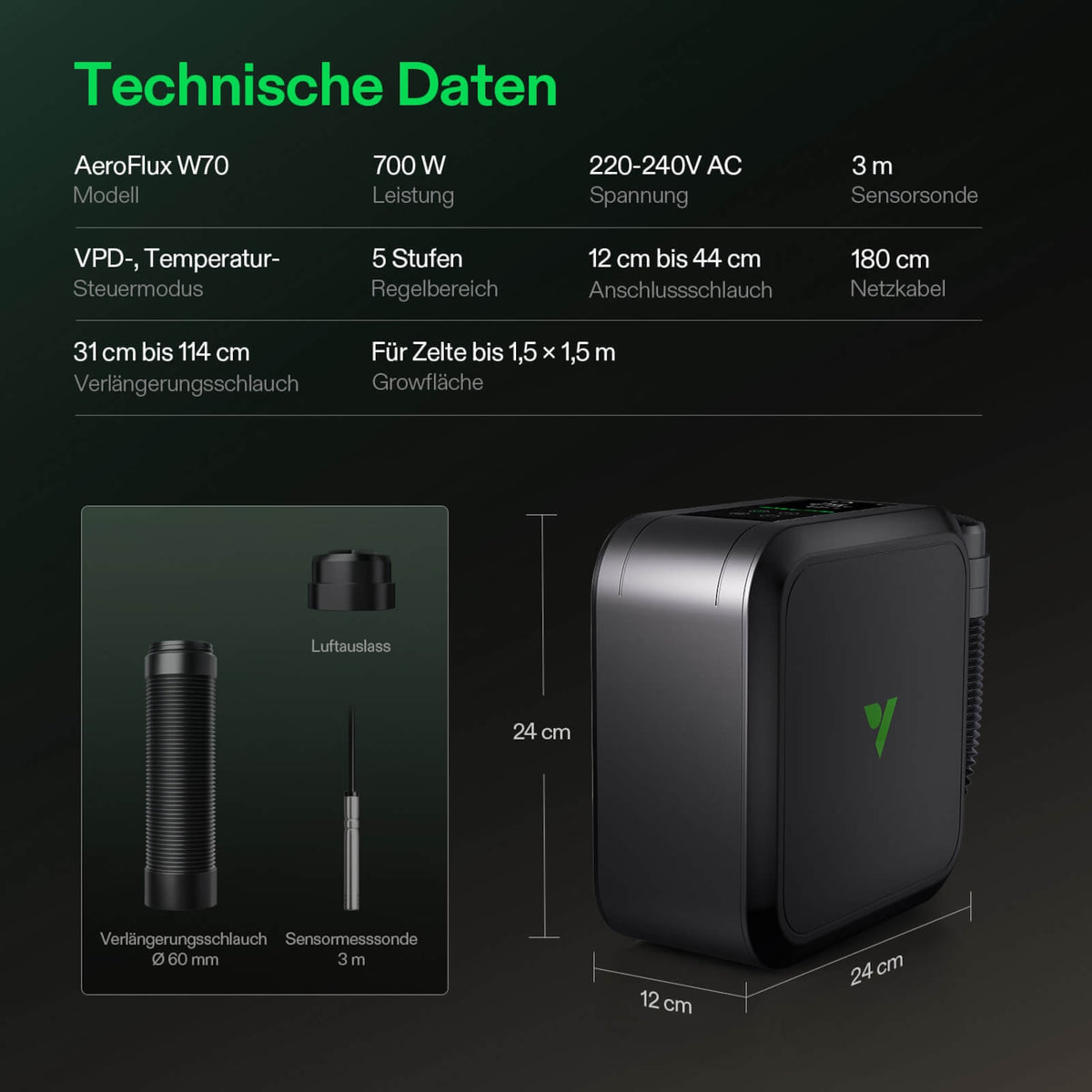 VIVOSUN AeroFlux W70 smarte Growbox-Heizung 700 Watt mit VPD-Steuerung – Galerie 7