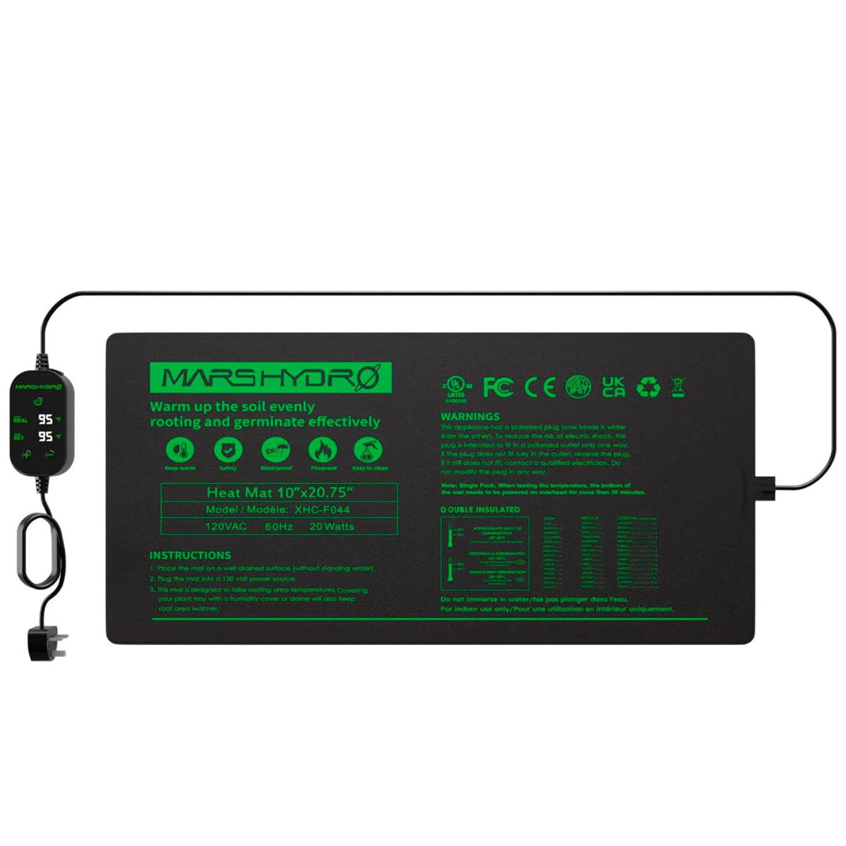 Heizmatte 52x25 cm mit Thermostat 20 Watt