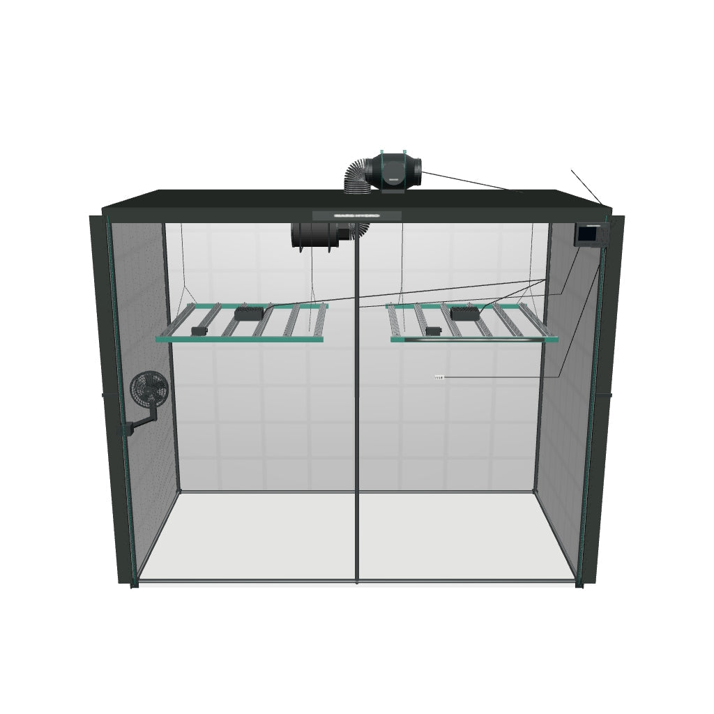 Mars Hydro Komplettset (240x120x200 cm) 960 Watt FC 4800 EVO LED mit iControl für smarte Steuerung – interaktives 3D-Modell mit passender Smart-Steuerung und enthaltenen Komponenten