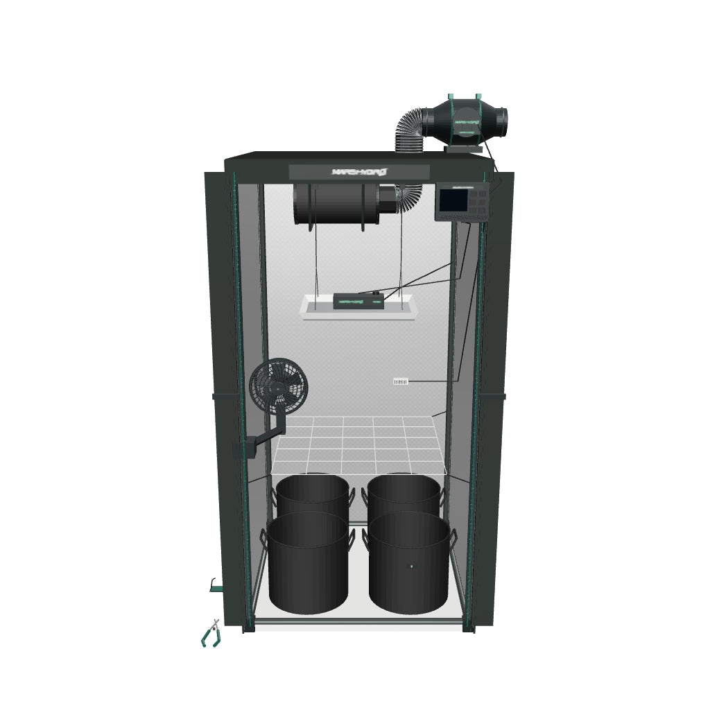 Mars Hydro Komplettset (80x80x160 cm) 150 Watt TS 1000 LED mit iControl für smarte Steuerung – fotobasierte 3D-Ansicht