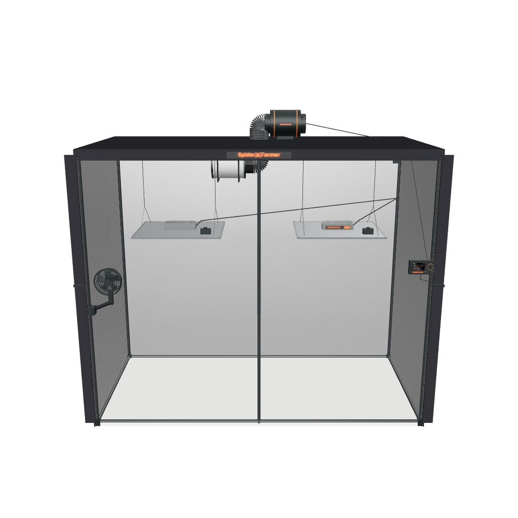 Spider Farmer Komplettset (240x120x200 cm) 900 Watt SF4000 EVO LED mit GGS für smarte Steuerung – fotobasierte 3D-Ansicht