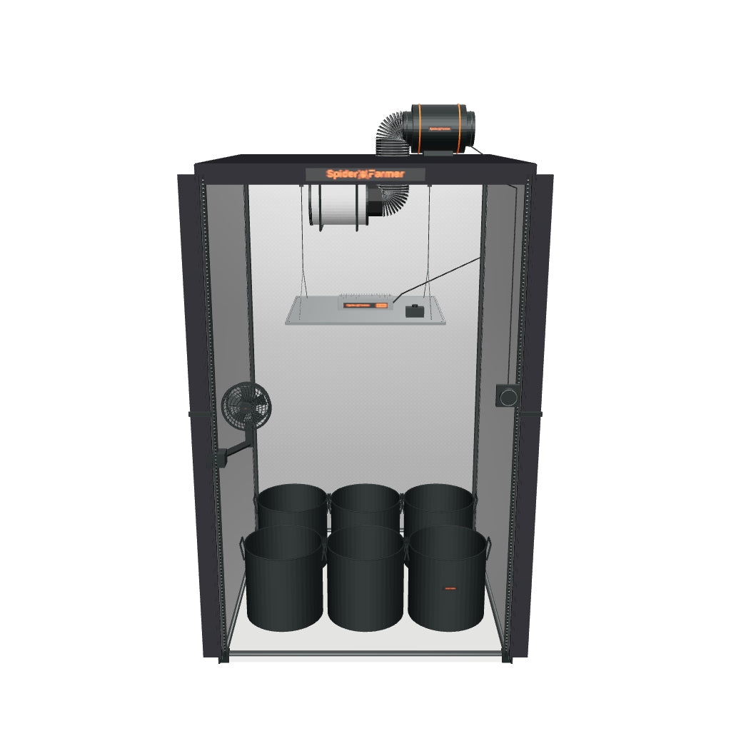 Spider Farmer Komplettset (120x120x200 cm) 450 Watt SF4000 EVO LED – fotobasierte 3D-Ansicht