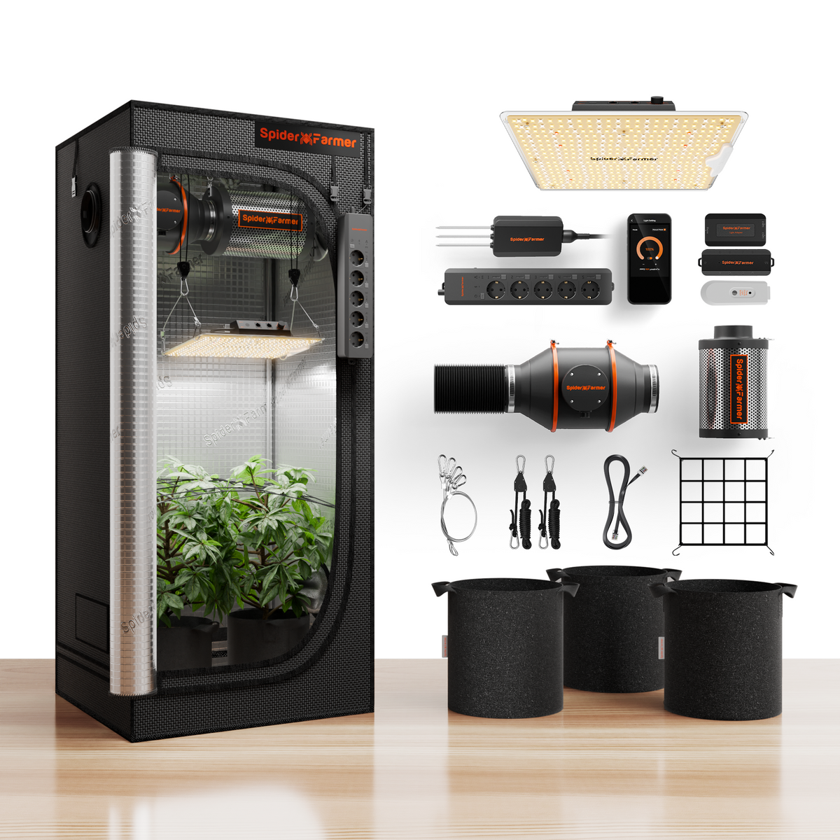 Spider Farmer SF1000D Komplettset – Gesamtansicht des AC5-Komplettsets