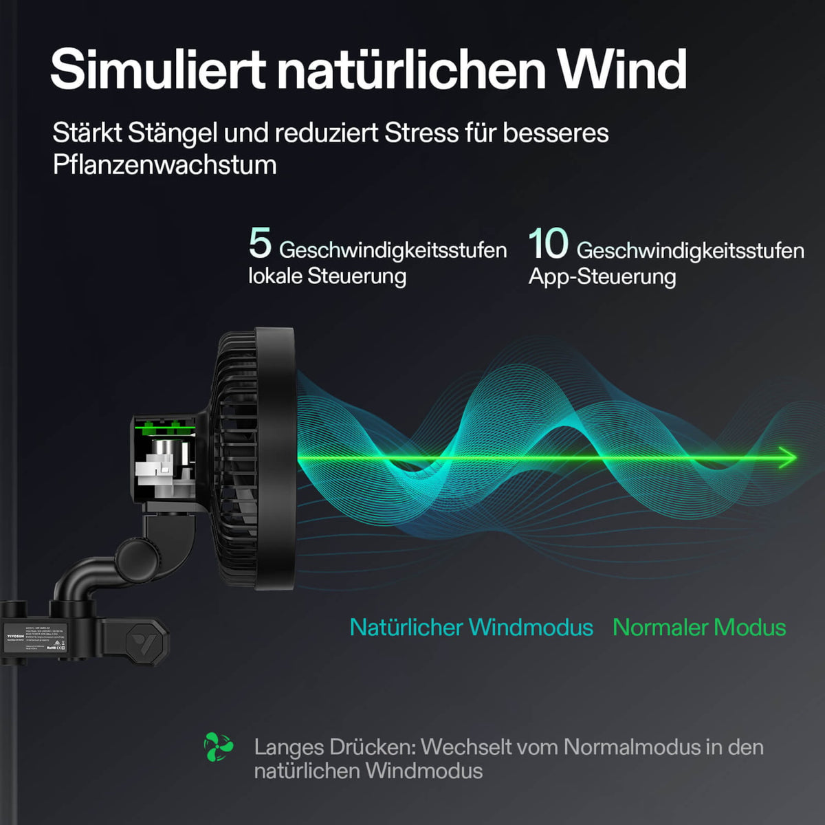 VIVOSUN AeroWave E6 Gen2 smarter Clipventilator 150 mm – Galerie 3