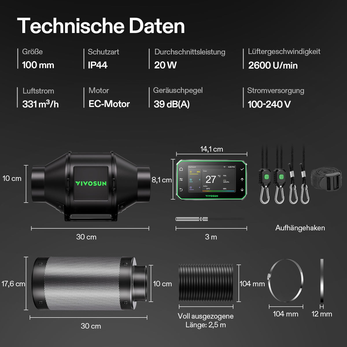 VIVOSUN AeroZesh G4 Smart Abluftset Pro 10 cm mit GrowHub E42A+ – Galerie 9