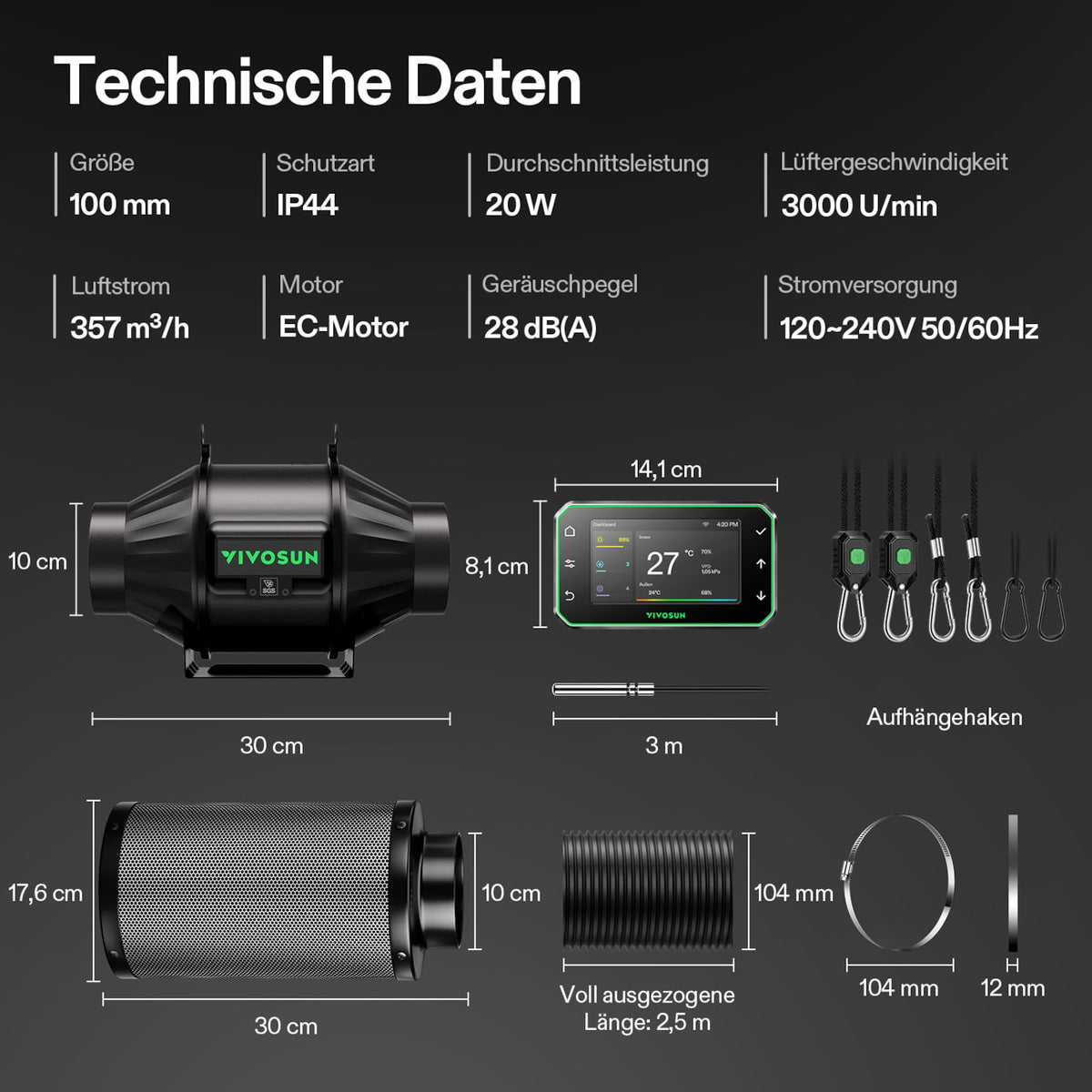 VIVOSUN AeroZesh T4 Smart Abluftset Pro 10 cm mit GrowHub E42A+ – Galerie 9