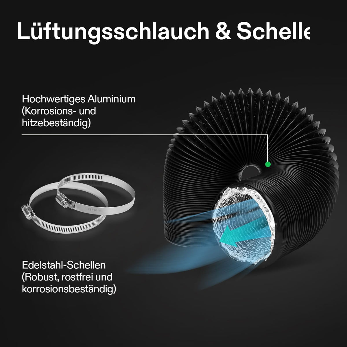 VIVOSUN Flex-Air Lüftungsrohr 10 cm × 2,4 m mit Klemmen – Galerie 4
