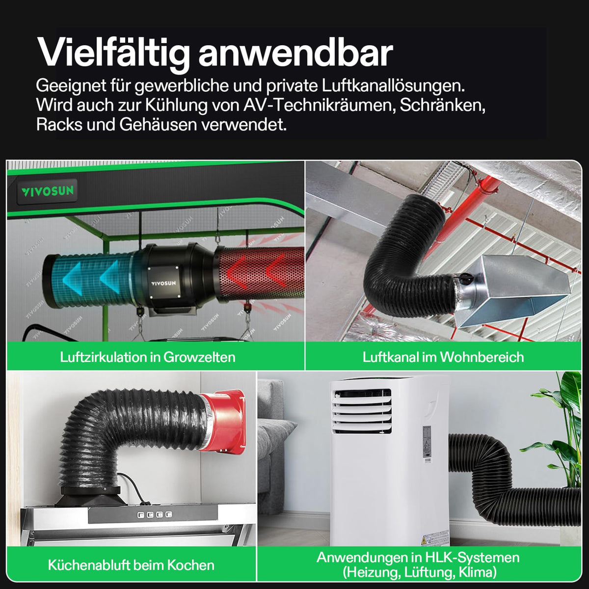 VIVOSUN Flex-Air Lüftungsrohr 10 cm × 2,4 m mit Klemmen – Galerie 6