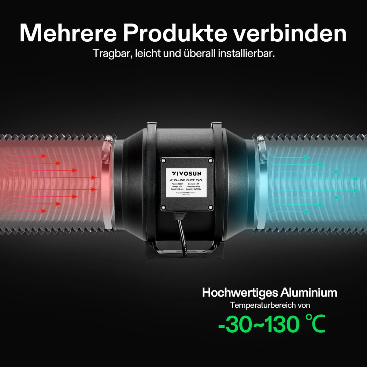 VIVOSUN Flex-Air Lüftungsrohr 15 cm × 2,4 m mit Klemmen – Galerie 5