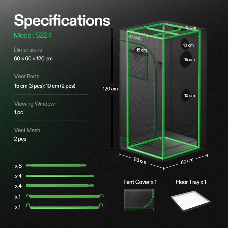 VIVOSUN S224 Growbox 60×60×120 cm – Galerie 7