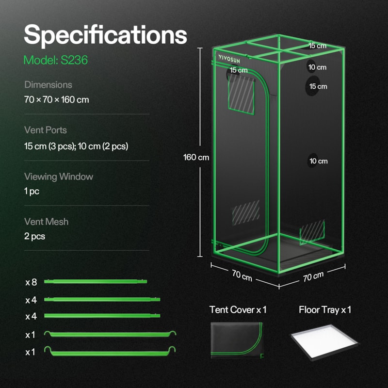 VIVOSUN S236 Growbox 70×70×160 cm – Galerie 7