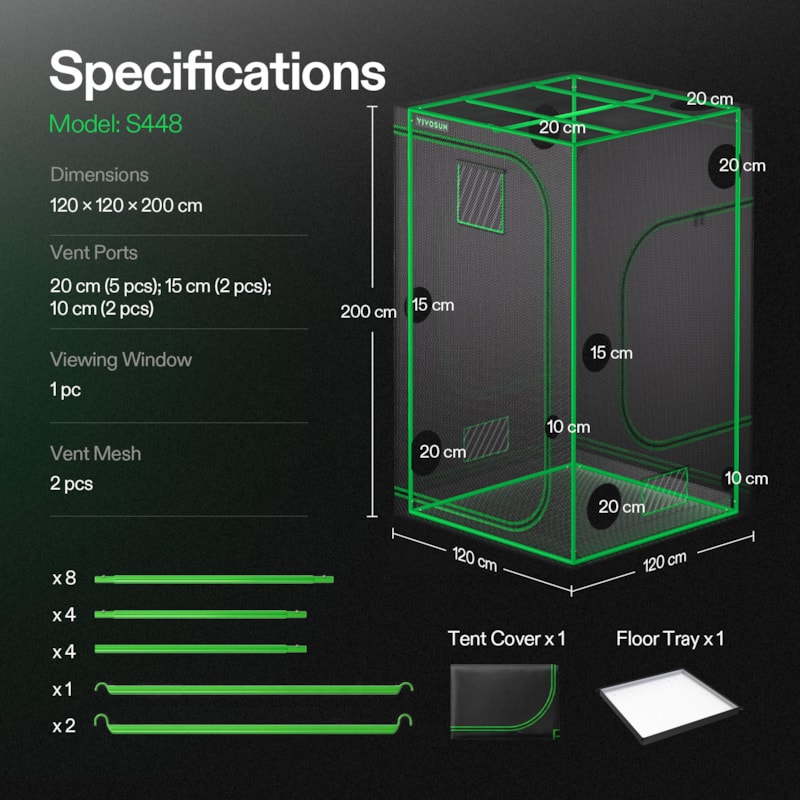 VIVOSUN S448 Growbox 120×120×200 cm – Galerie 7
